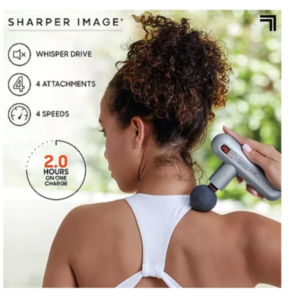 Sharper Image Powerboost Move Portable Percussion Massager Gray - Picture 5 of 11